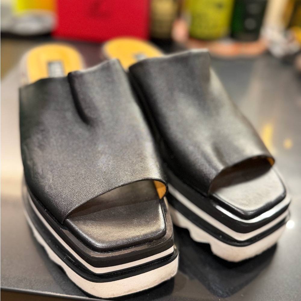 Flower Istanbul leather platform slide sandals (Stella McCartney inspired)